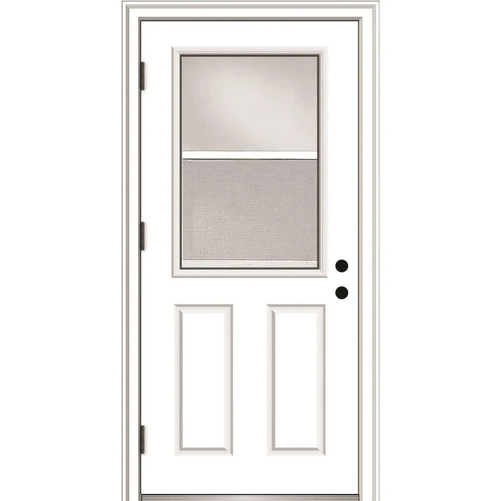 MMI Door 32 in. x 80 in. Vented Left-Hand Outswing 1/2 Lite Clear Primed Steel Prehung Front Door with Brickmould, photo 9 of 9