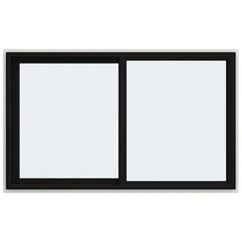 FiniShield V-4500 59-1/2 × 35-1/2 × 3 in Jamb Left-operable Vinyl Black Sliding Window Full Screen Included