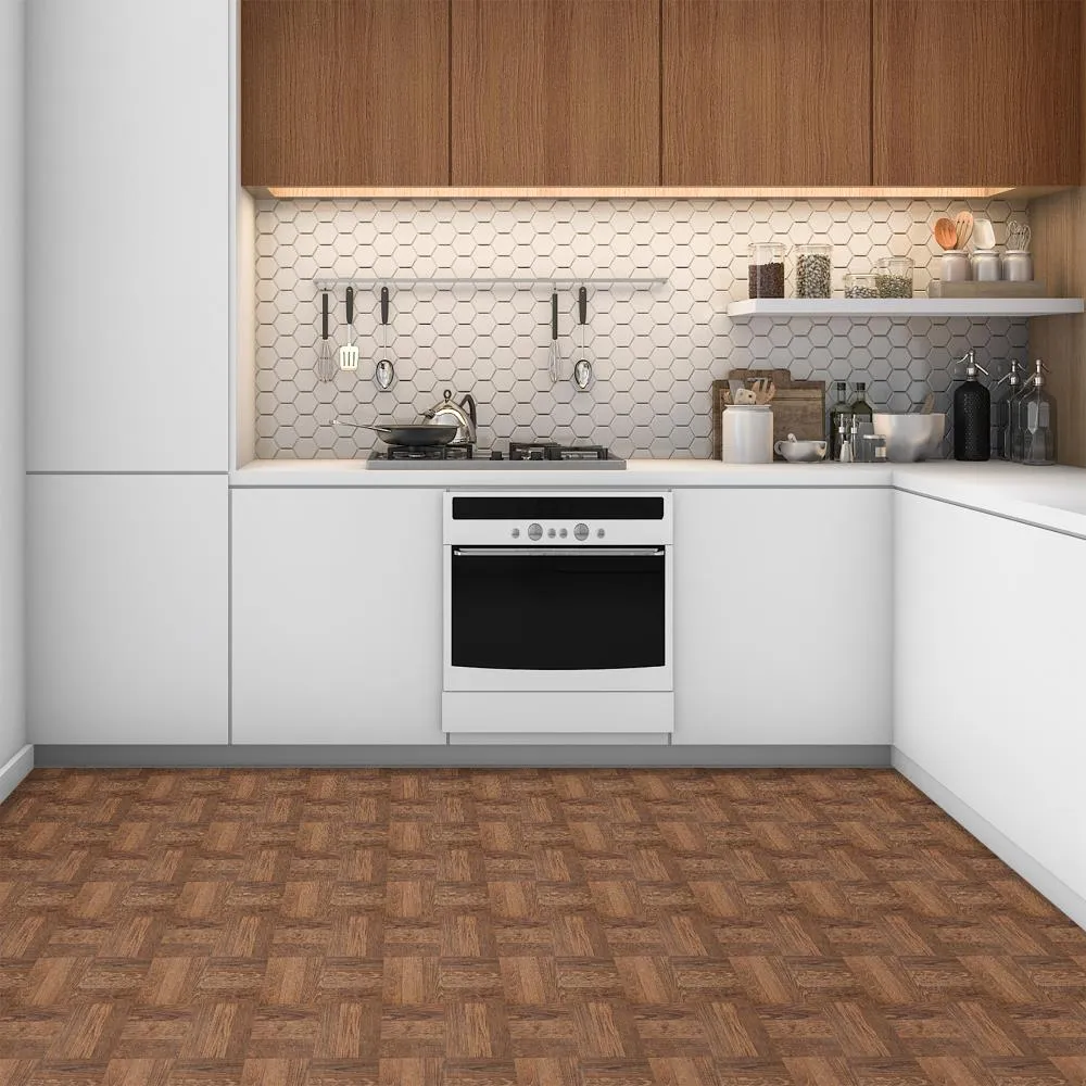Achim Walnut Parquet 0.07-mil x 12-in W Peel and Stick Wood look Vinyl Tile Flooring ( 9-sq ft Carton ), photo 2 of 7