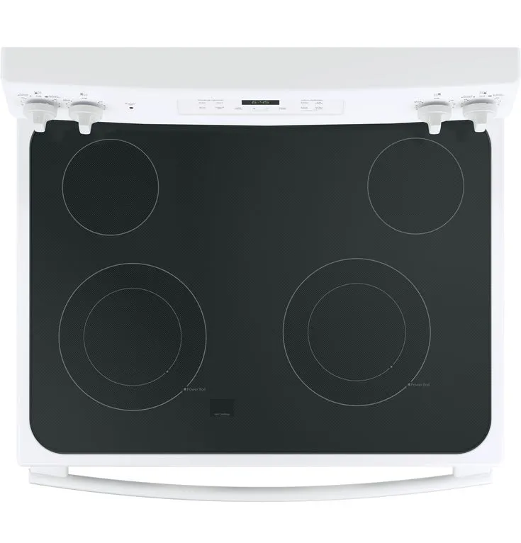 GE 30-in Smooth Surface 4 Elements 5.3-cu ft Self-Cleaning Freestanding Electric Range (White), photo 3 of 8