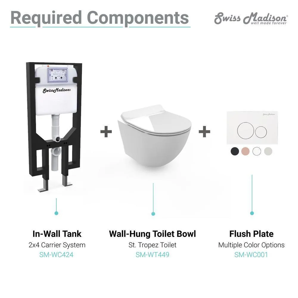 Concealed In-Wall Toilet Carrier System 2 in. x 4 in. for Wall-Hung 1.28 GPF Dual Flush Toilet Tank Only in Black, photo 3 of 6