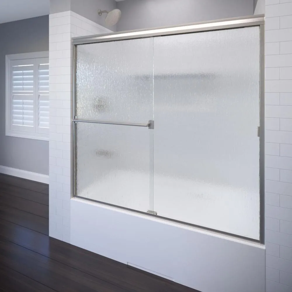 Classic 56 in. x 56 in. Semi-Framed Sliding Tub Door in Oil Rubbed Bronze, photo 7 of 14