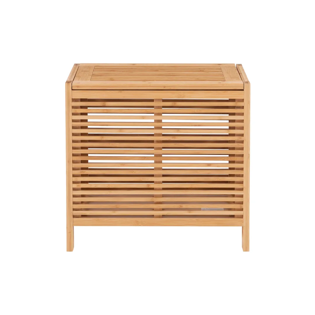 Linon Bracken Bamboo Hamper 21.75-in x 20.25-in x 15.2-in Natural Bamboo Wood Freestanding Linen Cabinet, photo 4 of 7