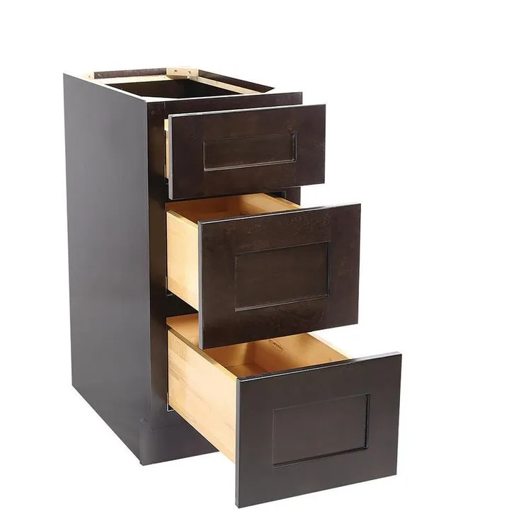 Brookings Plywood Ready to Assemble Shaker 15x34.5x24 in. 3-Drawer Base Kitchen Cabinet in Espresso, photo 11 of 13