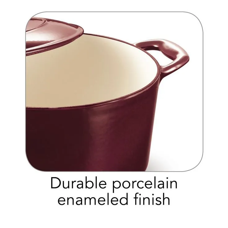 Gourmet 5.5 qt. Round Porcelain-Enameled Cast Iron Dutch Oven in Majolica Red with Lid, photo 3 of 11