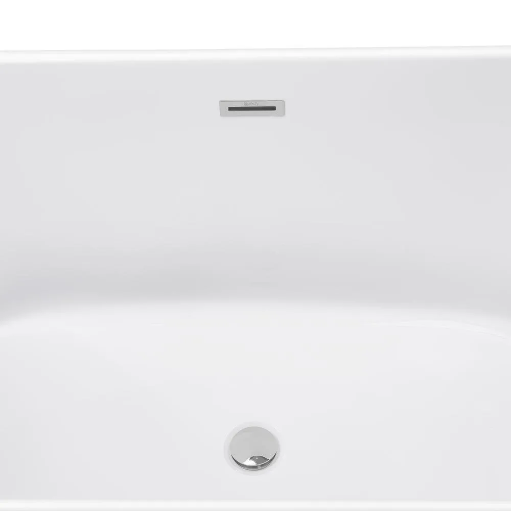 59 in. Acrylic Center Drain Oval Double Ended Flatbottom Freestanding Bathtub in Reddish Brown, photo 6 of 10