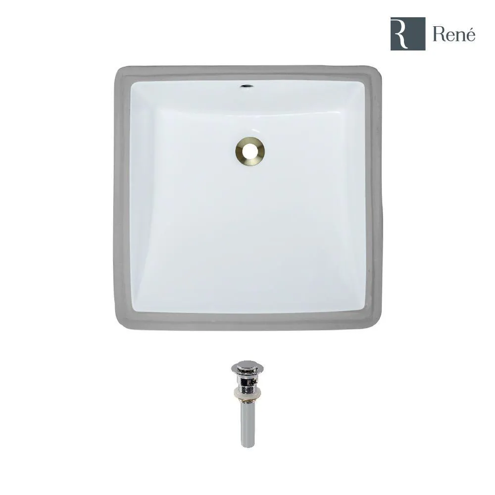 Undermount Porcelain Bathroom Sink in White with Pop-Up Drain in Chrome, photo 3 of 7