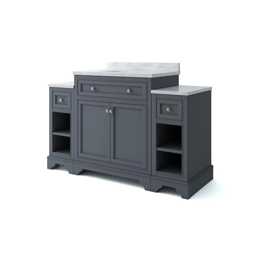 Mornington 54 in. W x 21 in. D Single Bath Vanity in Grey with Marble Vanity Top in White with White Sink, photo 3 of 8