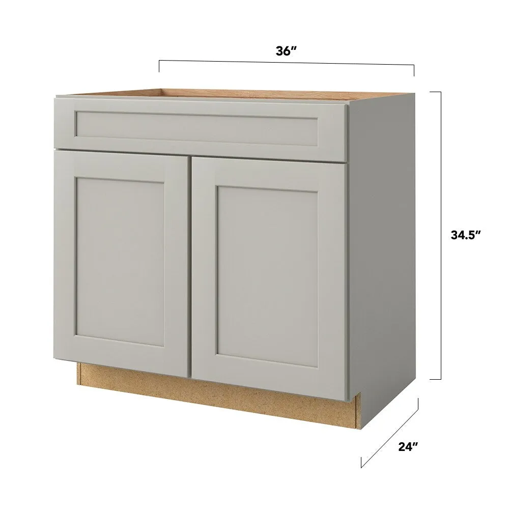 allen + roth Stonewall 36-in W x 34.5-in H x 24-in D Stone 1-Drawer Base Fully Assembled Cabinet (Flat Panel Shaker Style), photo 5 of 18
