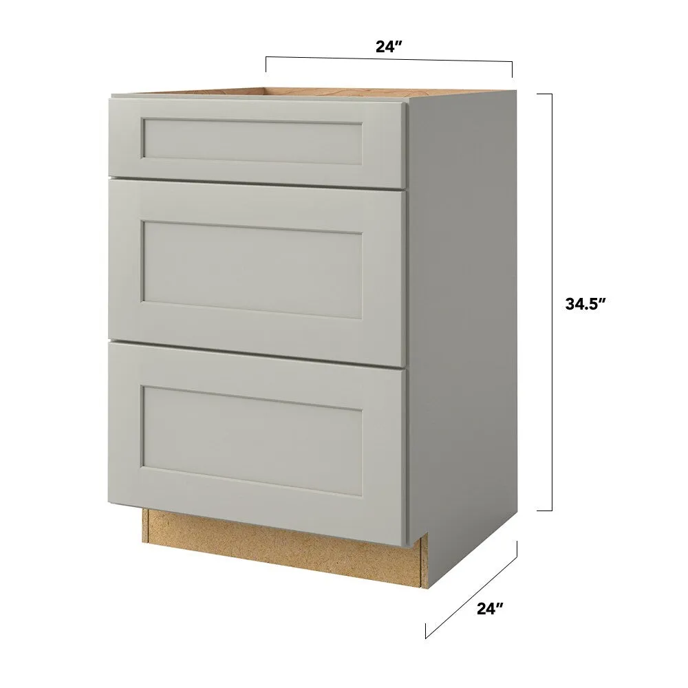 allen + roth Stonewall 24-in W x 34.5-in H x 24-in D Stone 3-Drawer Base Fully Assembled Cabinet (Flat Panel Style), photo 5 of 17