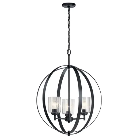 Winslow 3-Light Black Cage Chandelier