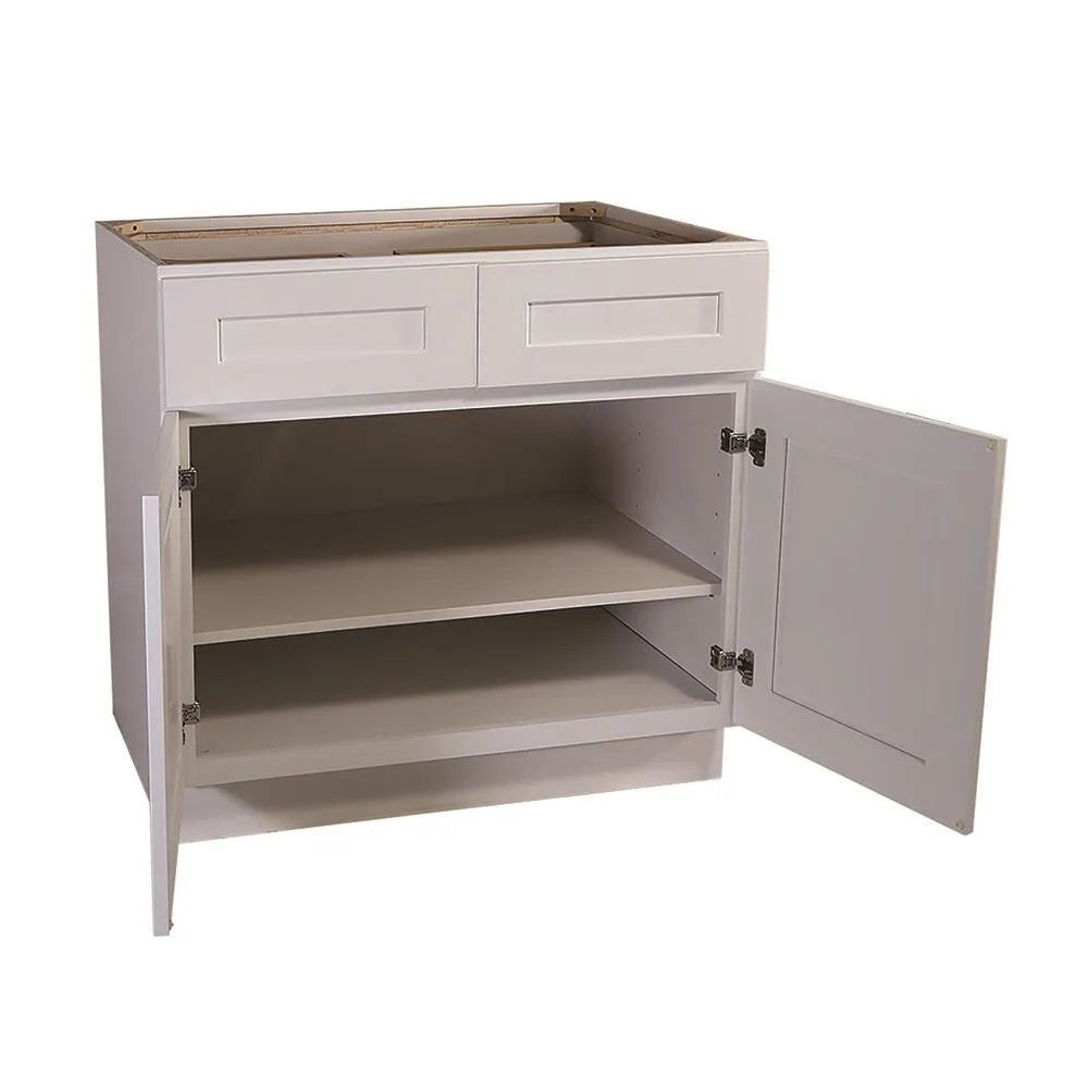 Design House Brookings 36-in W x 34.5-in H x 24-in D White Maple L-shaped 2-Drawers Base Fully Assembled Plywood Cabinet (Recessed Panel Shaker Style), photo 3 of 20