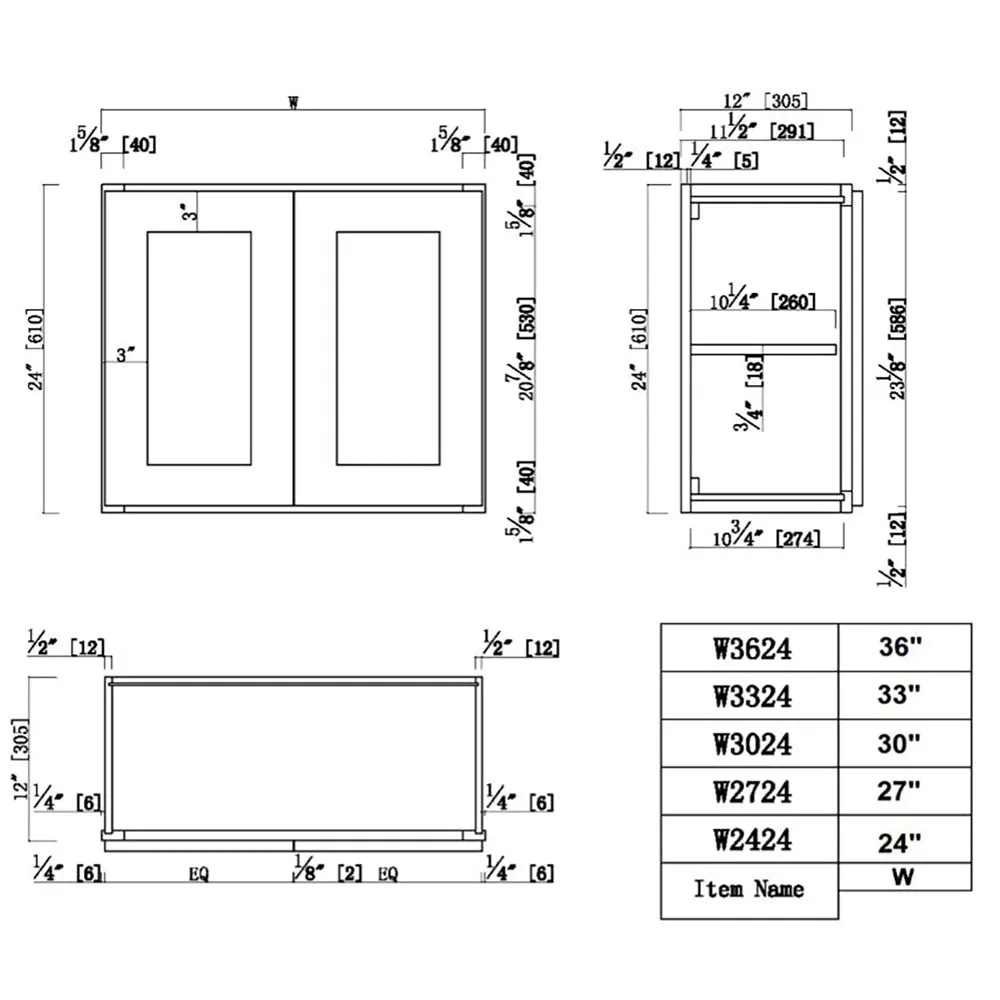 Design House Brookings 36-in W x 24-in H x 12-in D White Maple Wall Fully Assembled Plywood Cabinet (Recessed Panel Shaker Door Style), photo 10 of 19