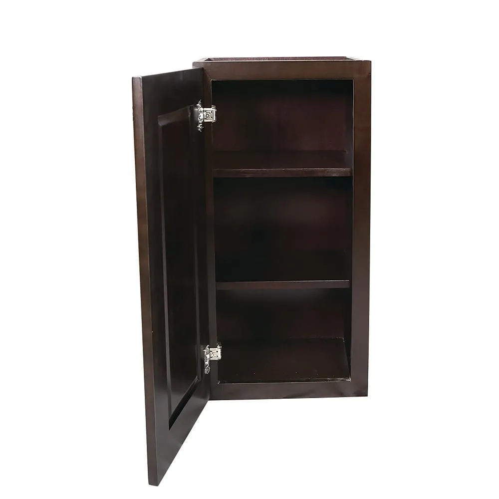 Design House Brookings 12-in W x 36-in H x 12-in D Espresso Maple Wall Ready To Assemble Plywood Cabinet (Recessed Panel Shaker Door Style), photo 6 of 20