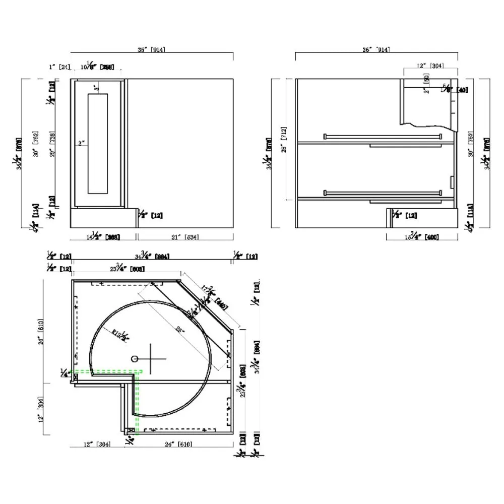 Design House Brookings 36-in W x 34.5-in H x 24-in D Espresso Maple Lazy Susan Corner Base Ready To Assemble Plywood Cabinet (Recessed Panel Shaker Style), photo 3 of 20