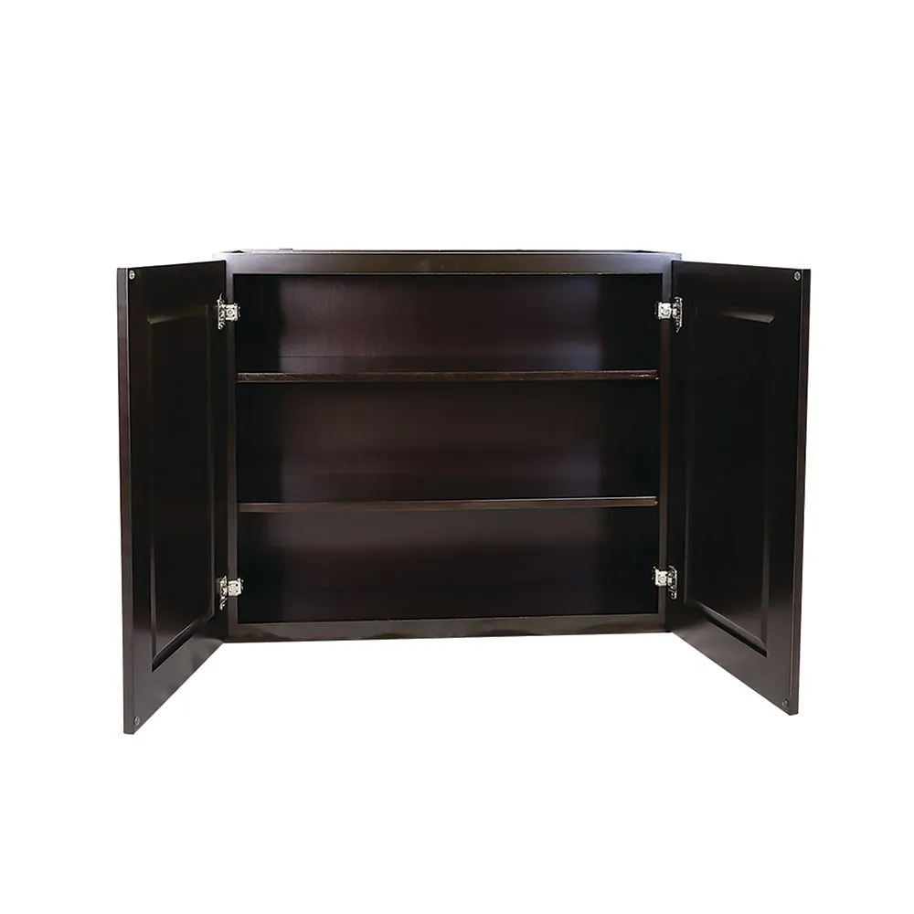 Design House Brookings 33-in W x 36-in H x 12-in D Espresso Maple Wall Ready To Assemble Plywood Cabinet (Recessed Panel Shaker Door Style), photo 6 of 20