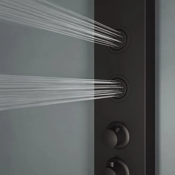 Elling-Ton 59 in. 4-Jet High Pressure Shower System with Fixed Rainhead and Handheld Dual Shower in Matte Black, photo 6 of 9