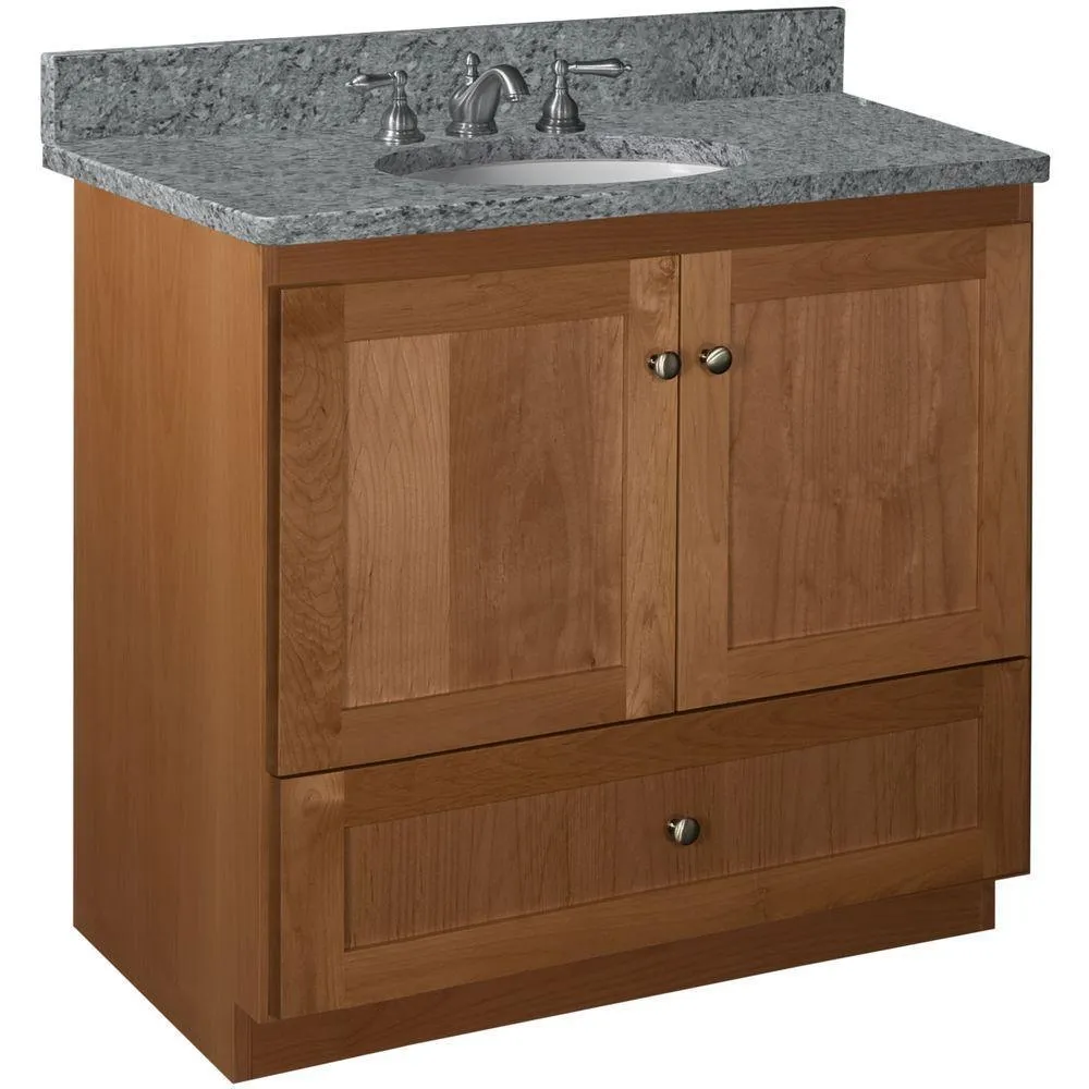 Shaker 42 in. W x 21 in. D x 34.5 in. H Vanity Cabinet Only in Natural Alder, photo 16 of 47