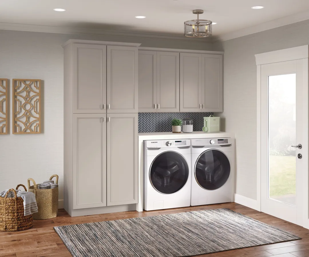 Diamond NOW Wintucket 9-in W x 30-in H x 12-in D Cloud Gray Wall Fully Assembled Cabinet (Recessed Panel Square Door Style), photo 3 of 6
