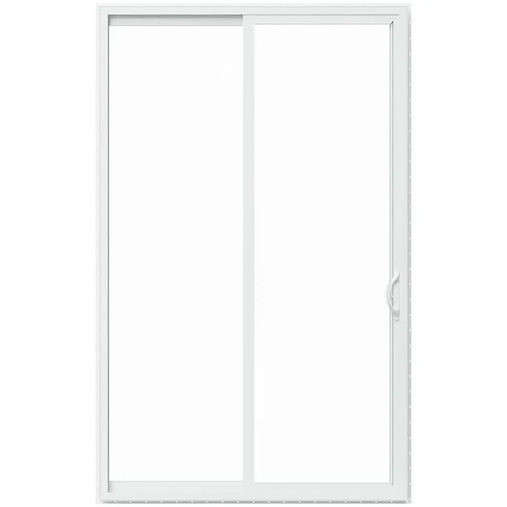 JELD-WEN 96-in x 80-in 4-9/16-in Low-e White Vinyl Sliding Left-Hand Sliding Double Patio Door Screen Included, photo 3 of 8
