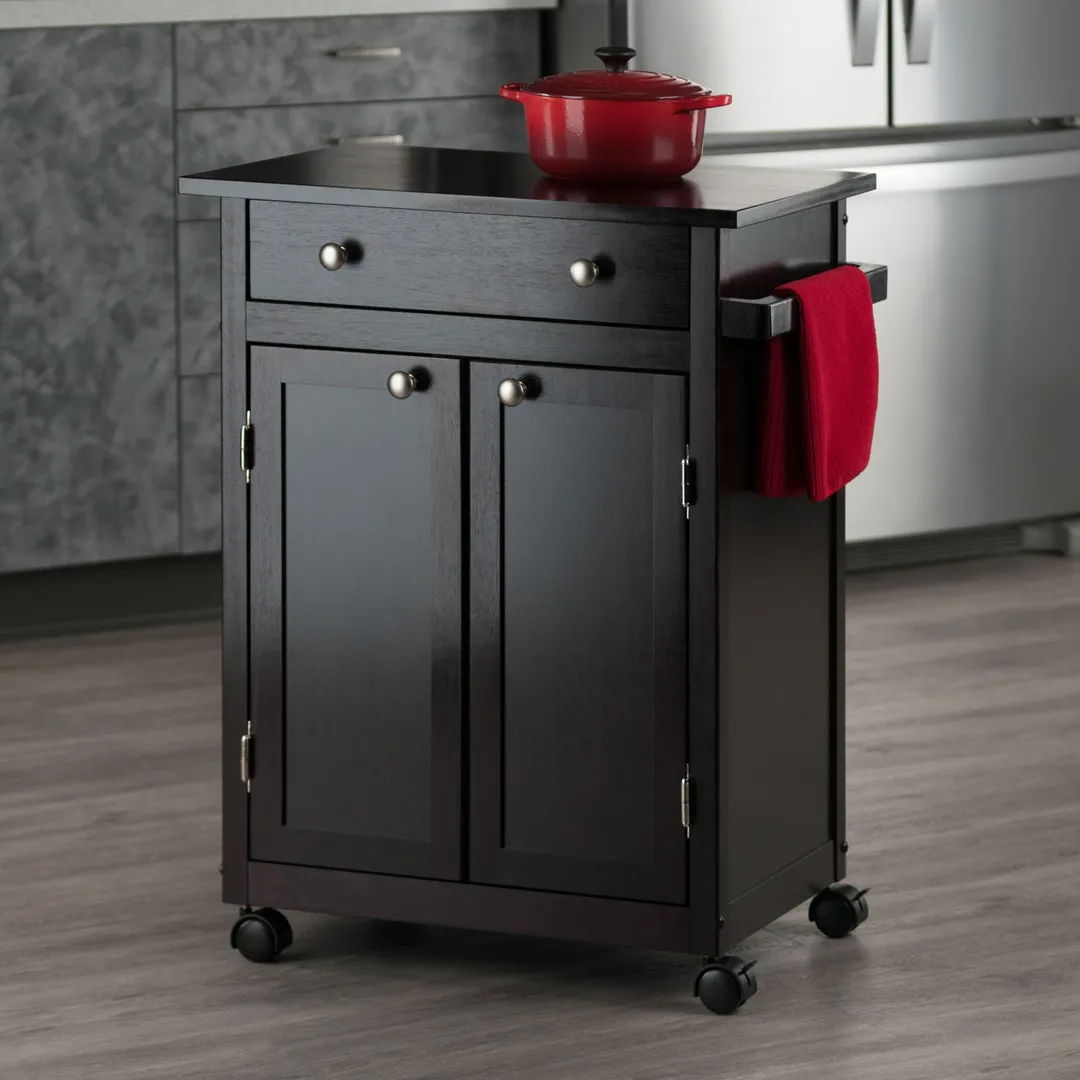 Winsome Wood Brown Wood Base with Mdf Top Rolling Kitchen Cart (17.72-in x 26.89-in x 34.02-in), photo 10 of 13