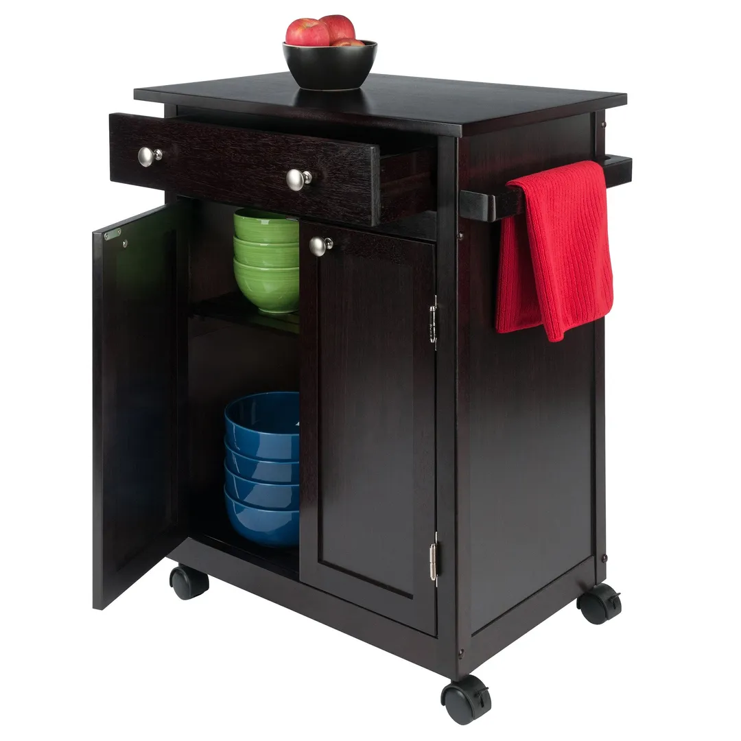 Winsome Wood Brown Wood Base with Mdf Top Rolling Kitchen Cart (17.72-in x 26.89-in x 34.02-in), photo 8 of 13
