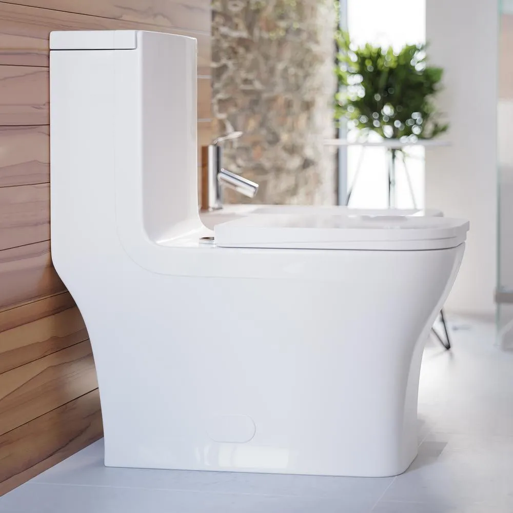 Concorde 1-Piece 0.8/1.28 GPF Dual Flush Square Elongated Toilet in White, photo 3 of 15