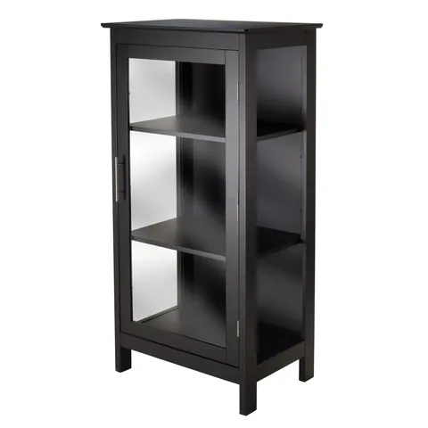 Poppy Transitional Black Wood Curio Cabinet