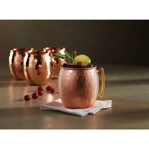 16 oz. Solid Copper Hammered Moscow Mule Mug with Unlined Non-Lacquered