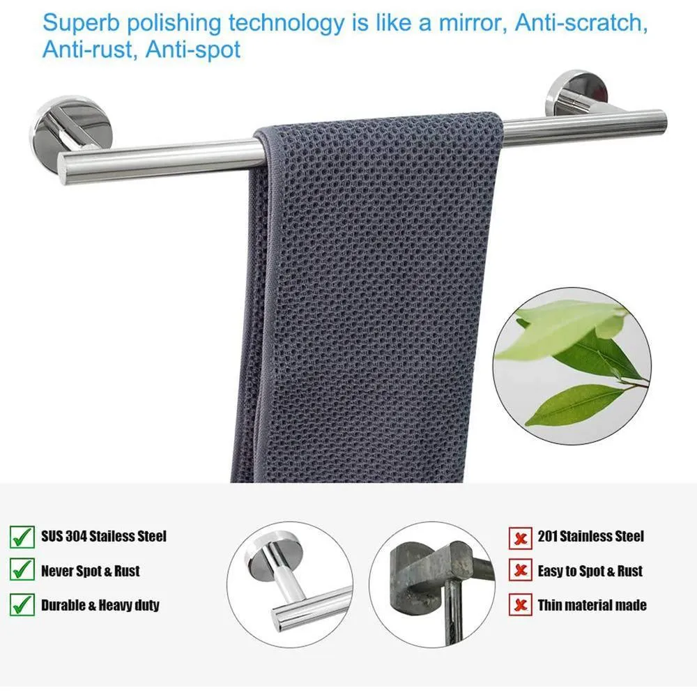 ruiling 24 in. Wall Mount Towel Bar in Stainless Steel Polished Chrome, photo 2 of 9