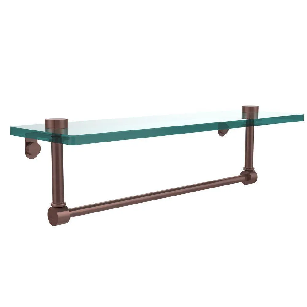 Allied Brass 16 in. L x 5 in. H x 5 in. W Clear Glass Vanity Bathroom Shelf with Towel Bar in Satin Nickel, photo 8 of 14