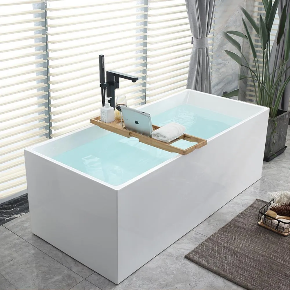 Talence 67 in. Acrylic Flatbottom Freestanding Bathtub in White, photo 6 of 9