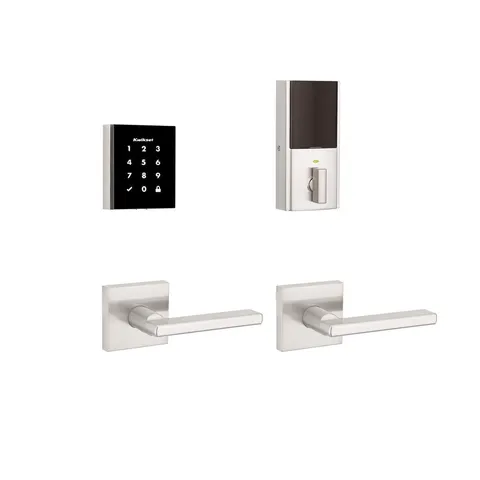 Obsidian Satin Nickel Keyless Electronic Touchscreen Deadbolt with Halifax Passage Lever