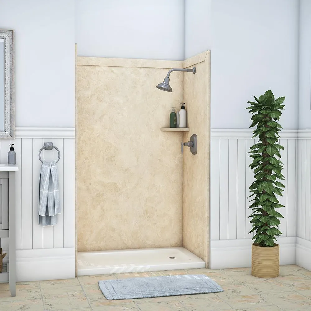 Elegance 36 in. x 48 in. x 80 in. 9-Piece Easy Up Adhesive Alcove Shower Wall Surround in Calacatta White, photo 7 of 24