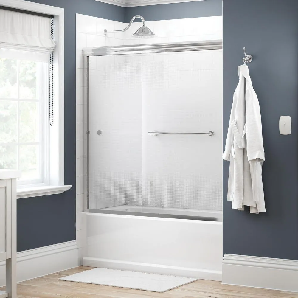 Crestfield 60 in. x 58-1/8 in. Semi-Frameless Traditional Sliding Bathtub Door in Bronze with Transition Glass, photo 49 of 67