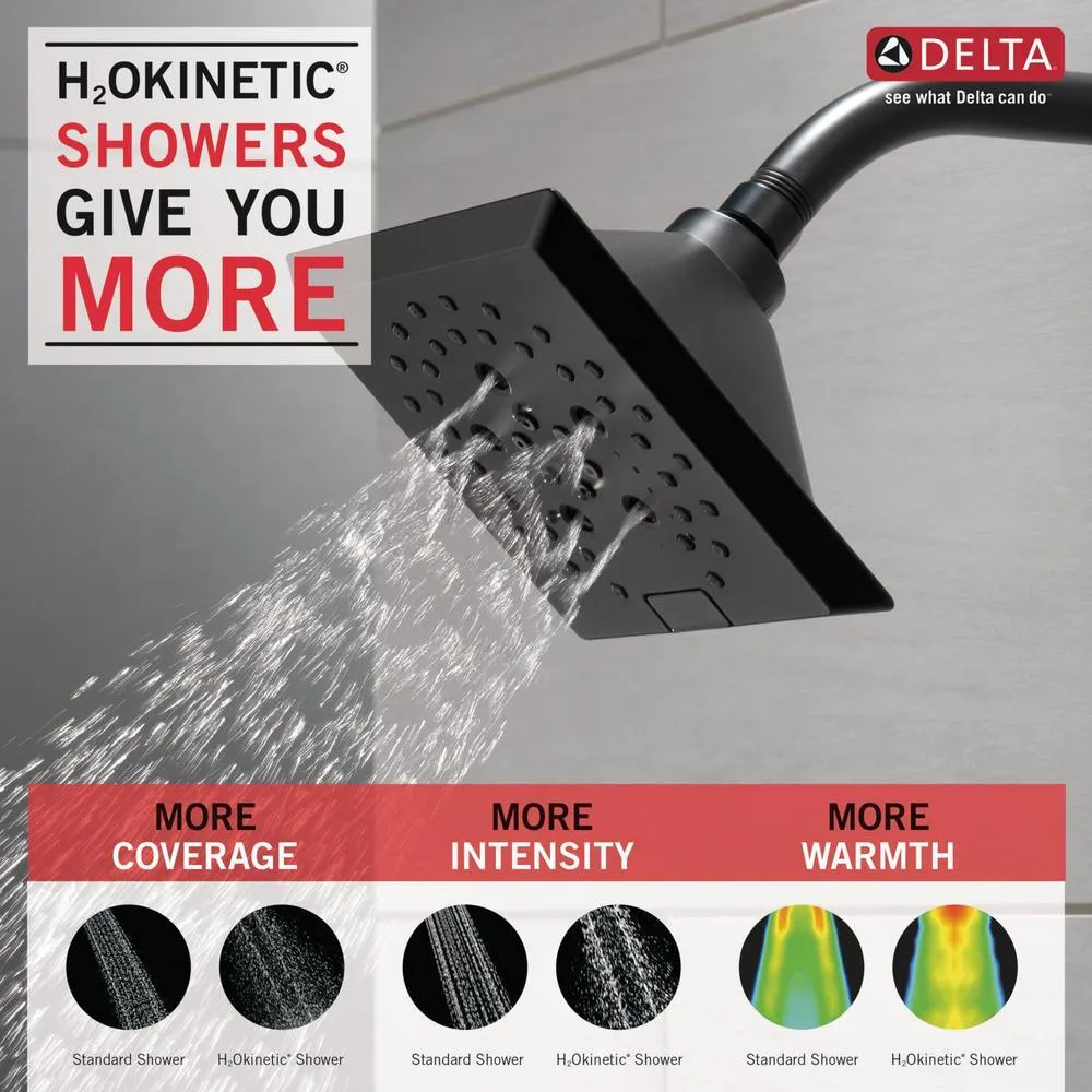 Pivotal 5-Spray 5.8 in. Single Wall Mount Fixed Rain H2Okinetic Shower Head in Matte Black, photo 6 of 18