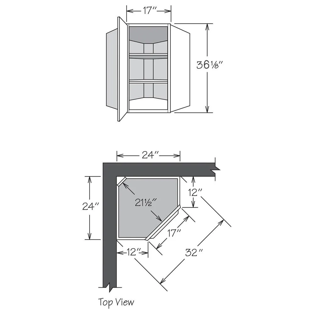 allen + roth Stonewall 24-in W x 36.125-in H x 12-in D Stone Diagonal Corner Wall Fully Assembled Cabinet (Flat Panel Shaker Style), photo 14 of 14