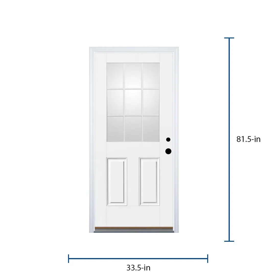 Therma-Tru Benchmark Doors 32-in x 80-in Fiberglass Half-Lite Left-Hand Inswing Ready-to-Paint Unfinished Prehung Front Door with Brickmould, photo 6 of 12