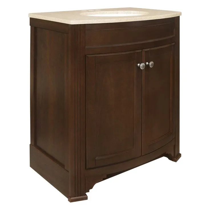 Style Selections Delyse 30-in Auburn Single Sink Bathroom Vanity with Cappuccino Solid Surface Top, photo 3 of 10