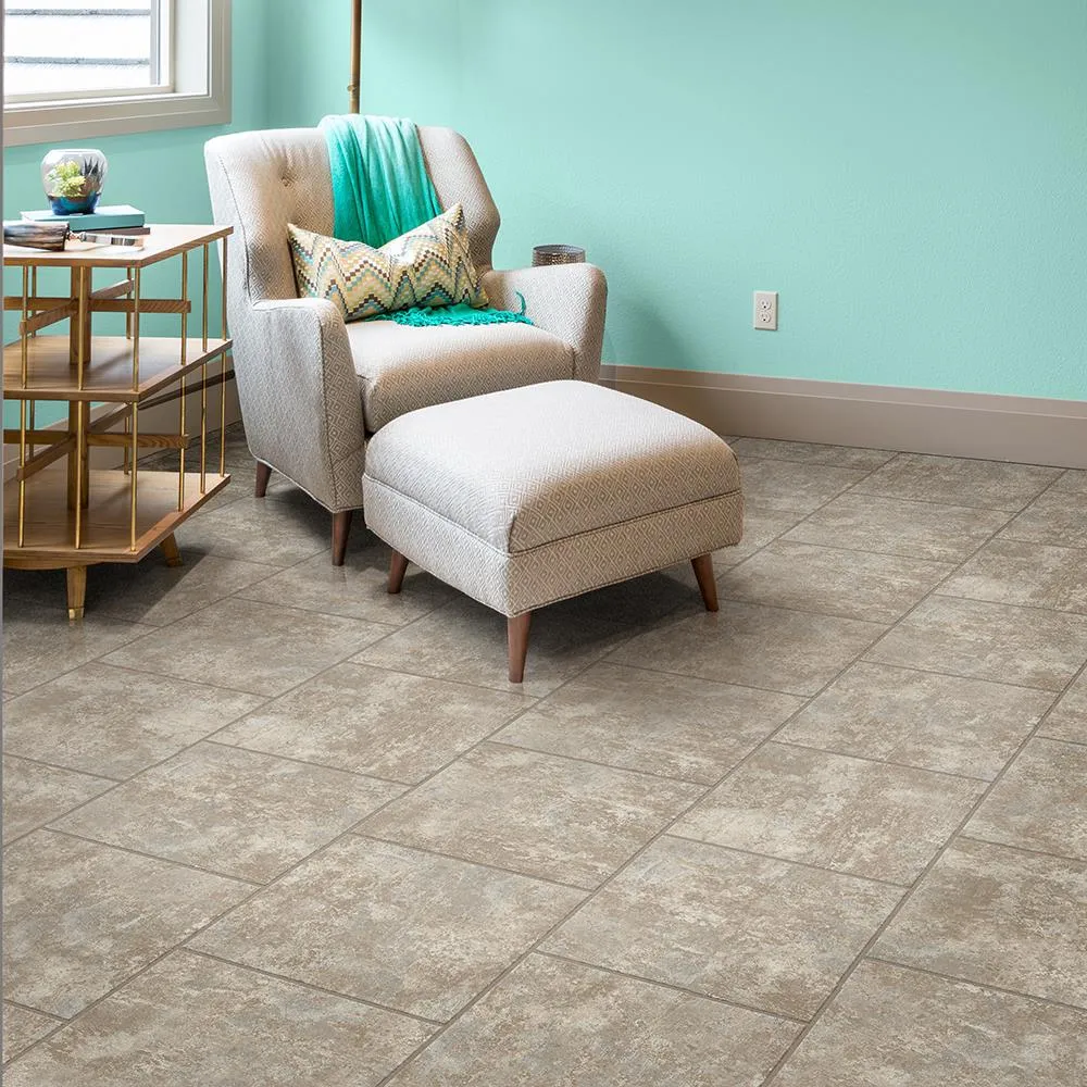 Congoleum DuraStone Chrysalis Free Spirit Vinyl Tile Sample – Gray Stone Look, 4-mil Wear Layer, photo 2 of 2