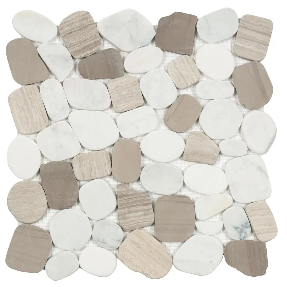 Satori Mixed Warm Blend 12-in x 12-in Honed Natural Stone Marble Pebble Floor and Wall Tile (9.6-sq ft/Carton), photo 2 of 8
