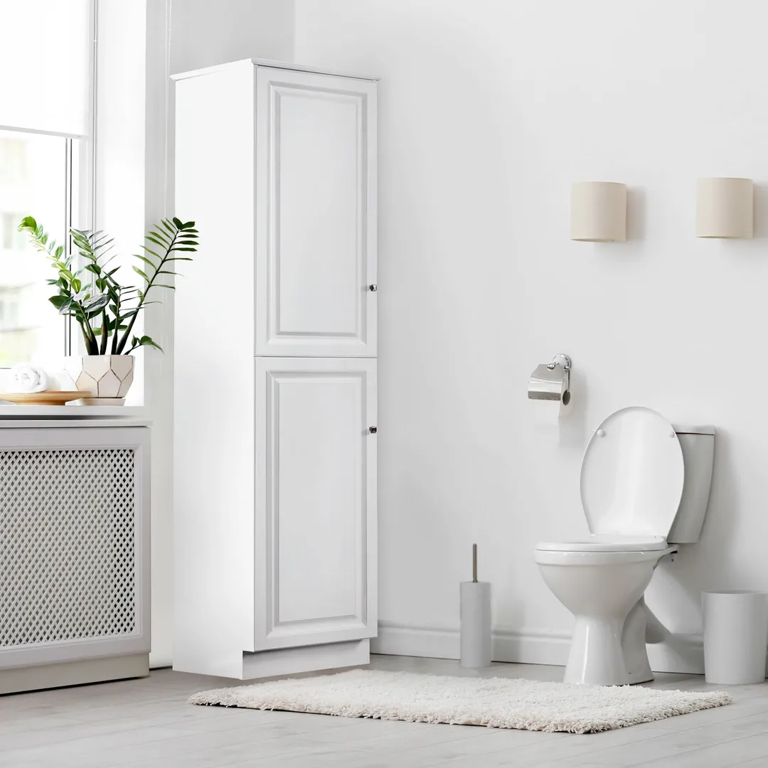 Design House Wyndham 18-in x 84-in x 21-in White Freestanding Linen Cabinet, photo 2 of 10