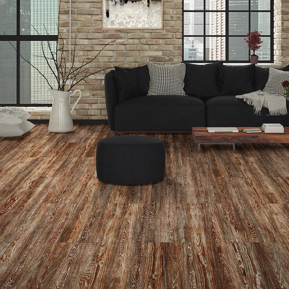 Perfection Floor Tile Rusted Oak/Satin 0.05-mil x 20-in W Click Lock Wood look Luxury Vinyl Tile Flooring ( 16.7-sq ft Carton ), photo 3 of 5