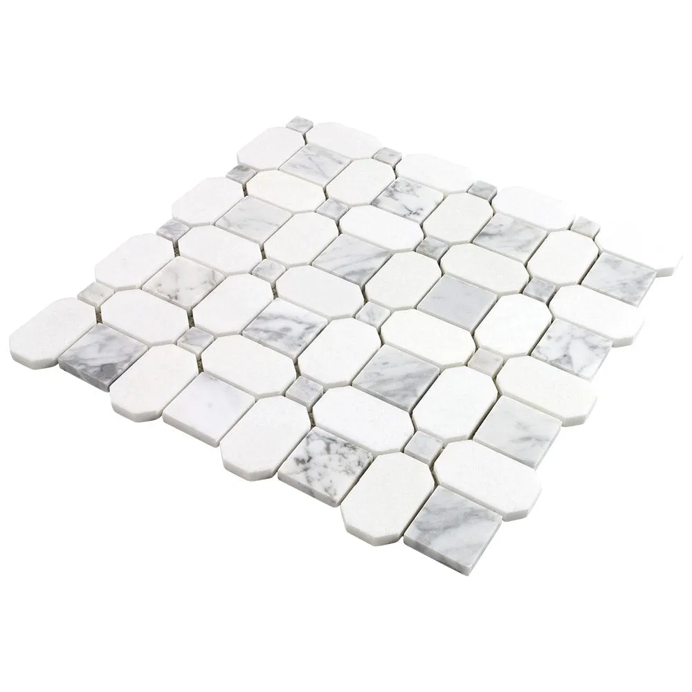 Elida Ceramica Astor Lane Marble 12-in x 12-in Polished Basketweave Mosaic Floor and Wall Tile, 0.88-sq ft per Piece, photo 6 of 9