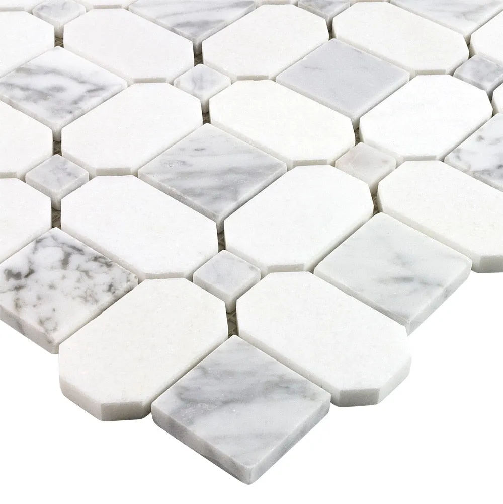 Elida Ceramica Astor Lane Marble 12-in x 12-in Polished Basketweave Mosaic Floor and Wall Tile, 0.88-sq ft per Piece, photo 5 of 9