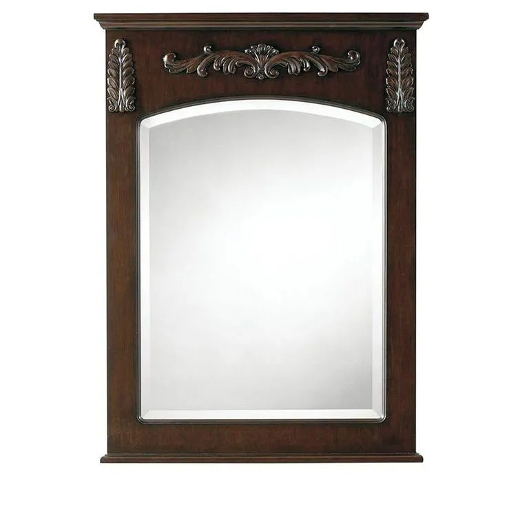 22 in. W x 32 in. H Framed Rectangular Bathroom Vanity Mirror in Antique Cherry, photo 5 of 5