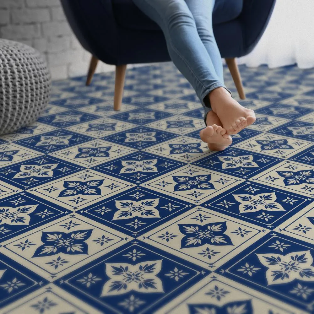 Perfection Floor Tile Geo Collection Blue Lotus/Satin 20-in x 20-in Water-Resistant Interlocking Luxury Vinyl Tile Flooring, 16.7-sq ft Carton, photo 4 of 5