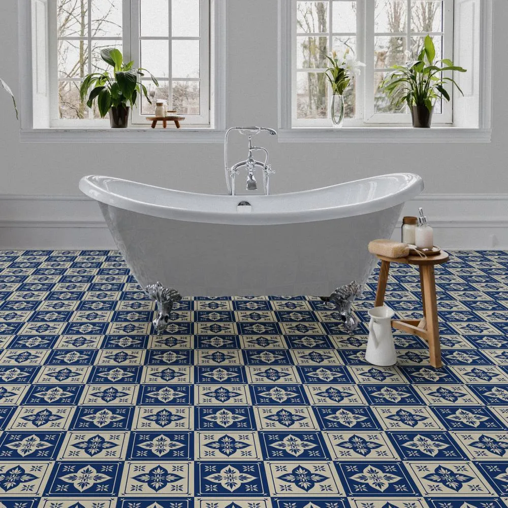 Perfection Floor Tile Geo Collection Blue Lotus/Satin 20-in x 20-in Water-Resistant Interlocking Luxury Vinyl Tile Flooring, 16.7-sq ft Carton, photo 2 of 5