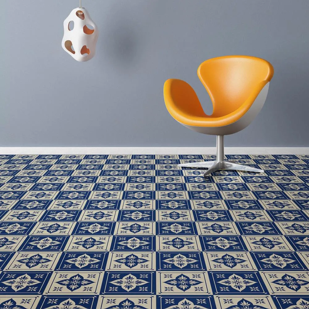 Perfection Floor Tile Geo Collection Blue Lotus/Satin 20-in x 20-in Water-Resistant Interlocking Luxury Vinyl Tile Flooring, 16.7-sq ft Carton, photo 3 of 5