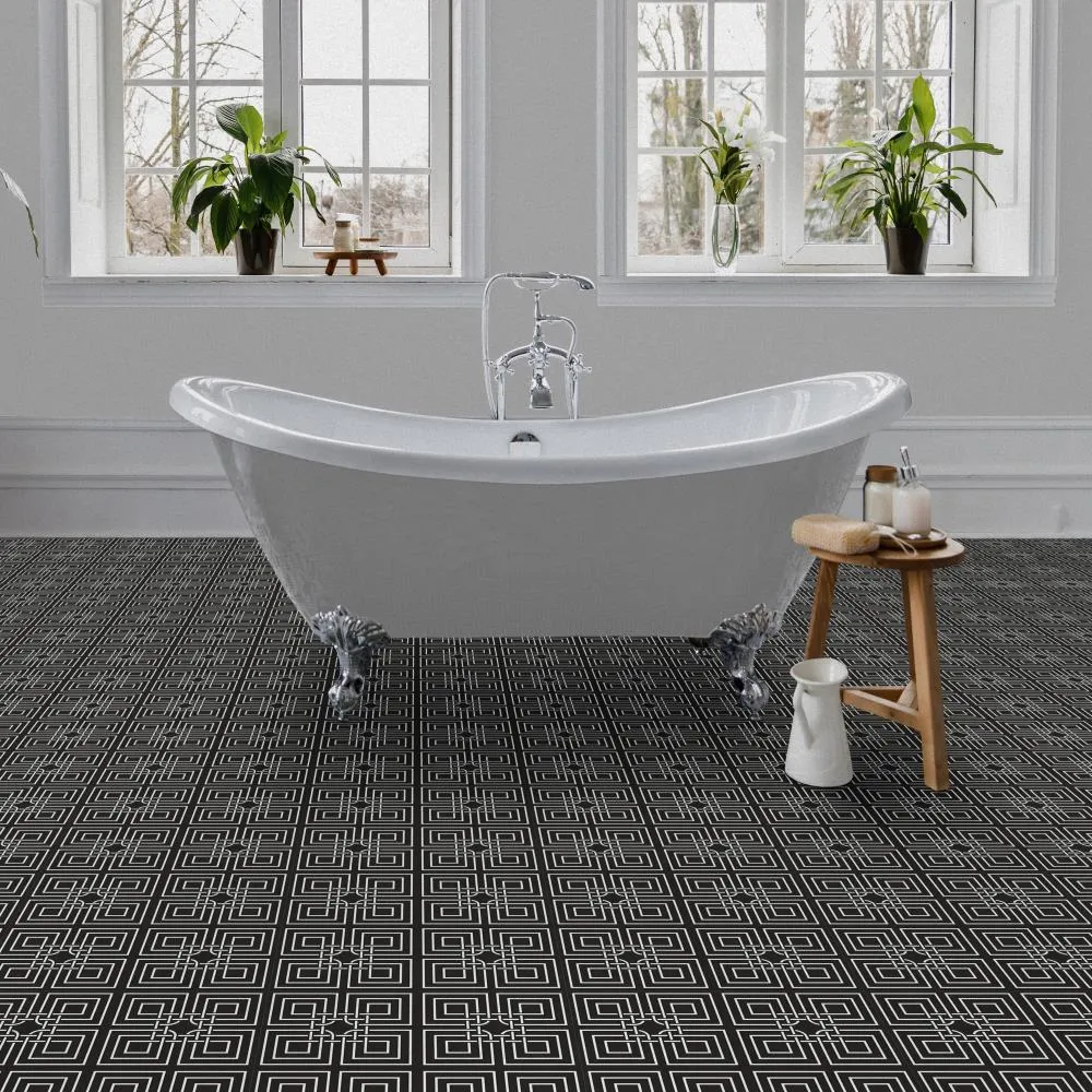 Perfection Floor Tile Geo Collection Master Knot Black/Satin 20-in x 20-in Water-Resistant Interlocking Luxury Flooring, 16.7-sq ft Carton, photo 2 of 3